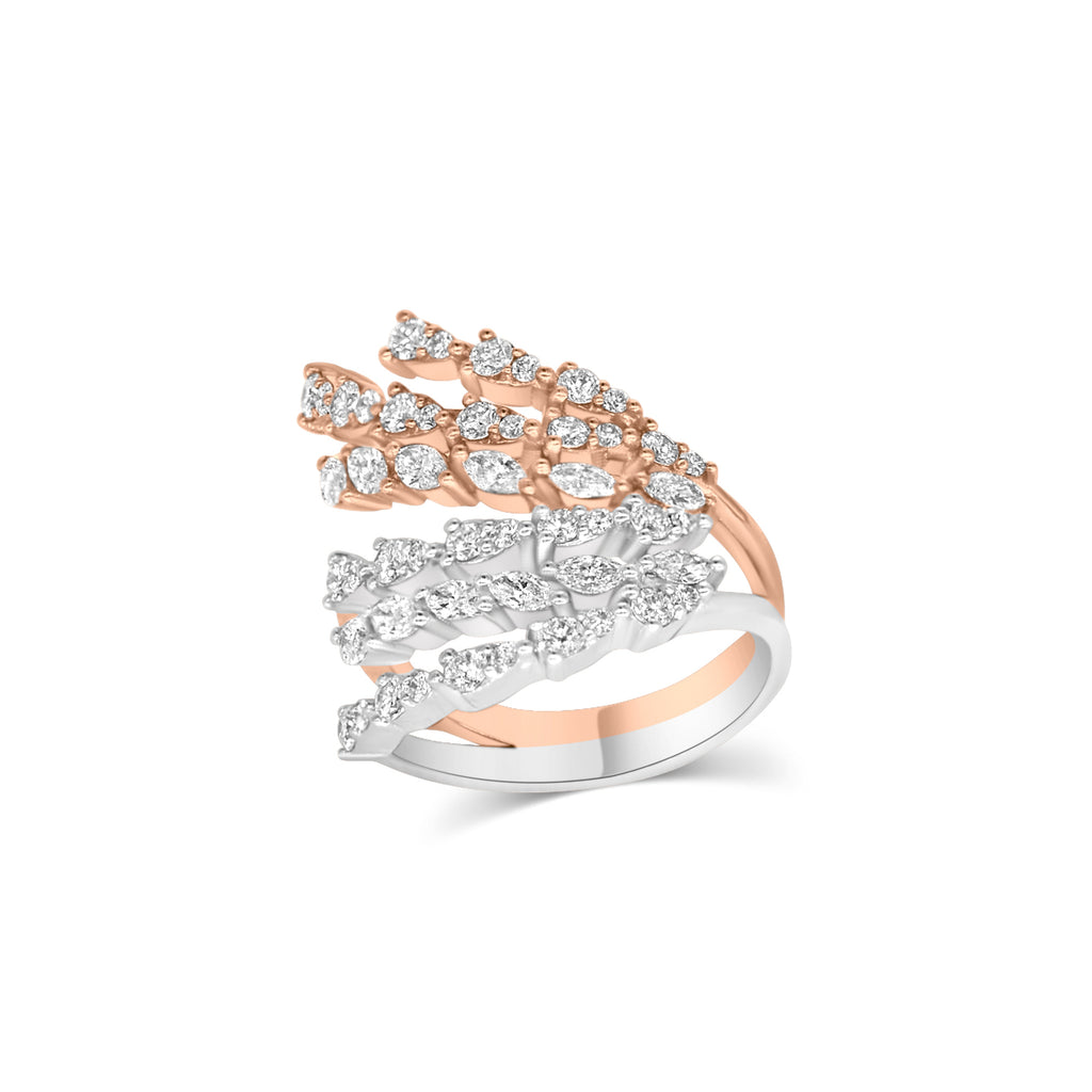 Dual-Tone Cascading Diamond Ring