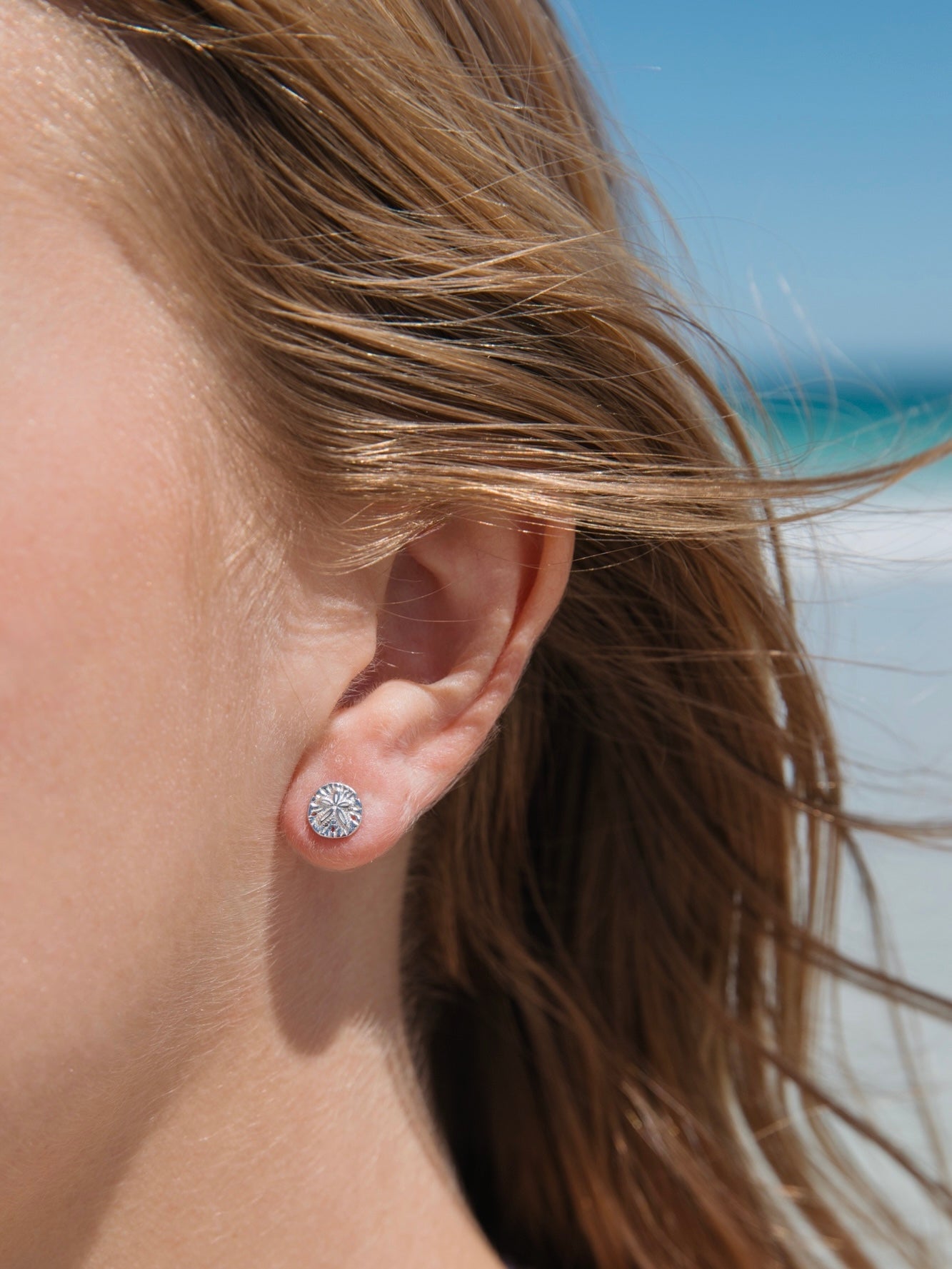 Sand Dollar Studs in Sterling Silver