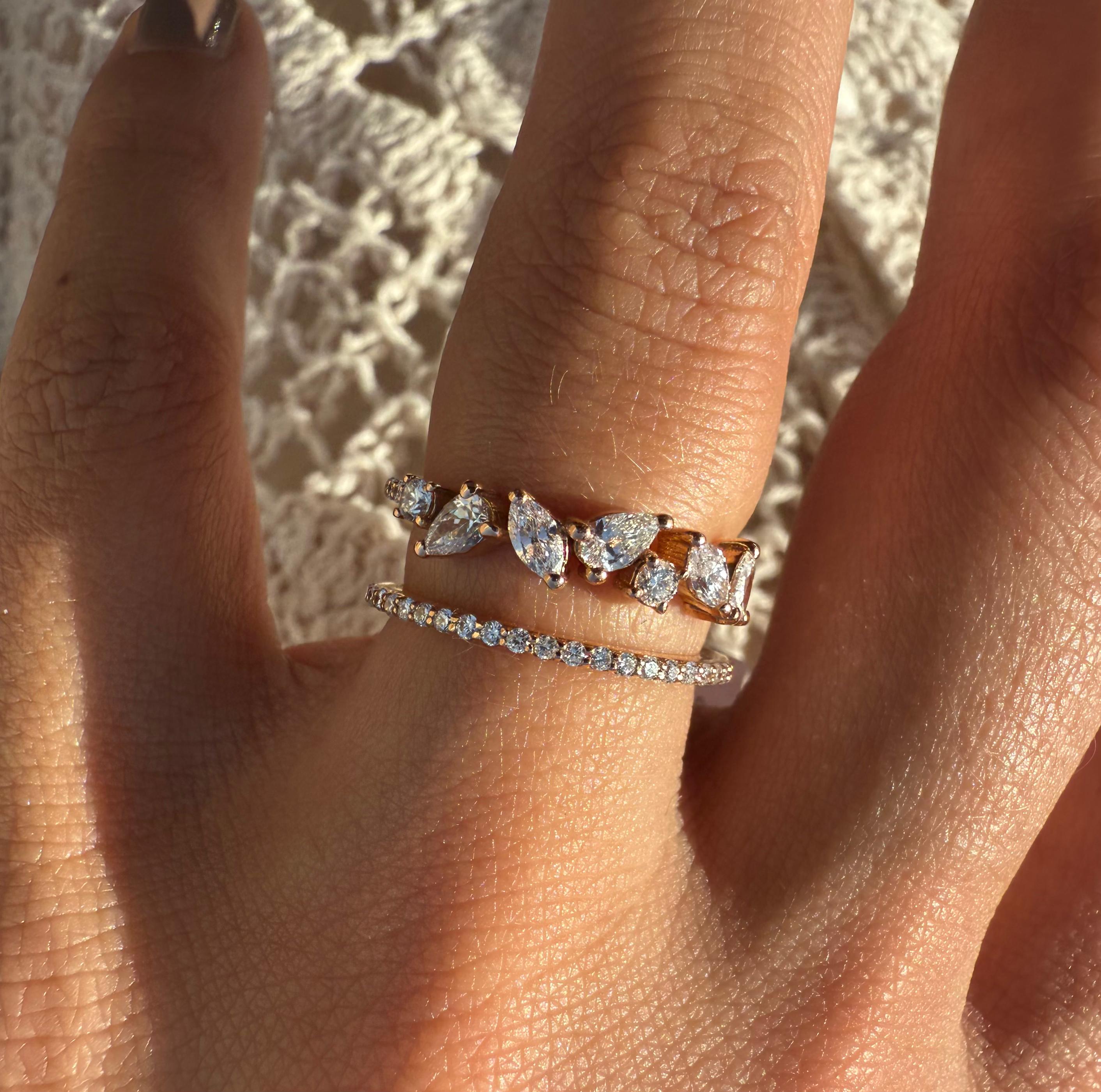 Rose Gold Twin Band Diamond Ring